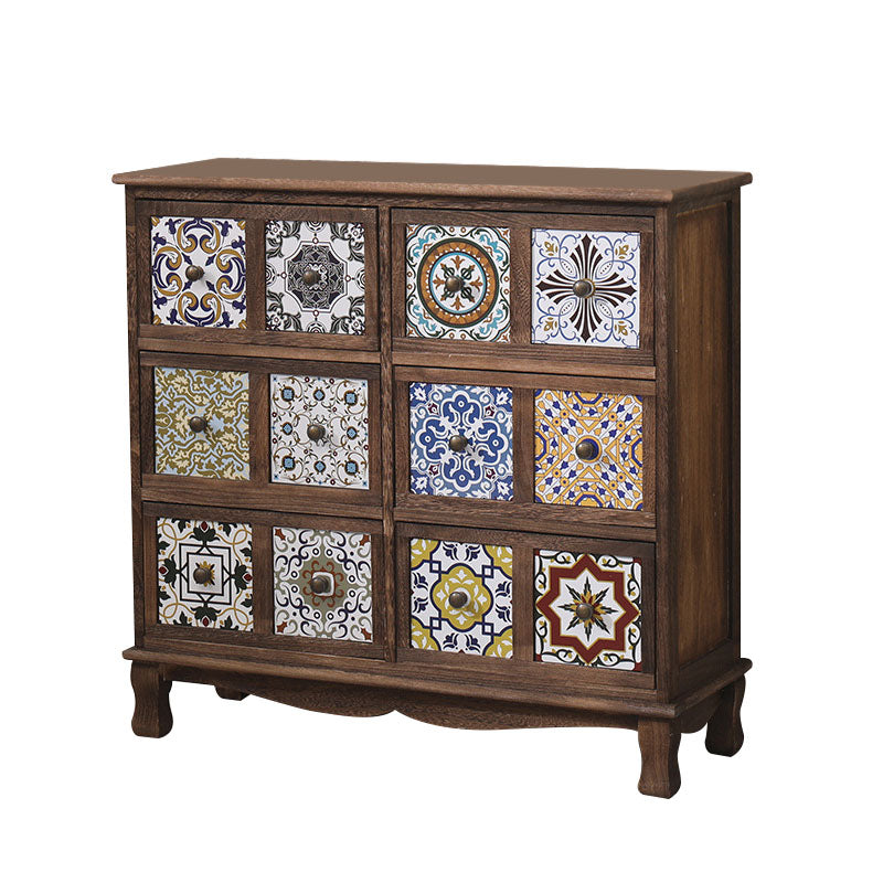 Cofre de lencería de 12 "W cofre de almacenamiento de madera vertical con cajones para dormitorio