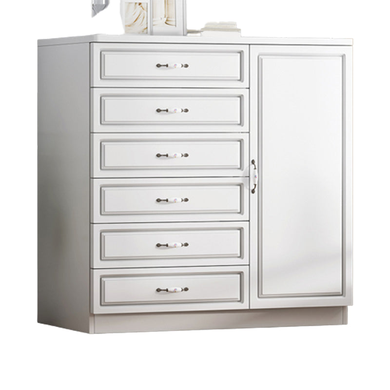 Cofre de acento blanco moderno con cajones de 14.96 "gabinete lateral ancho con puerta