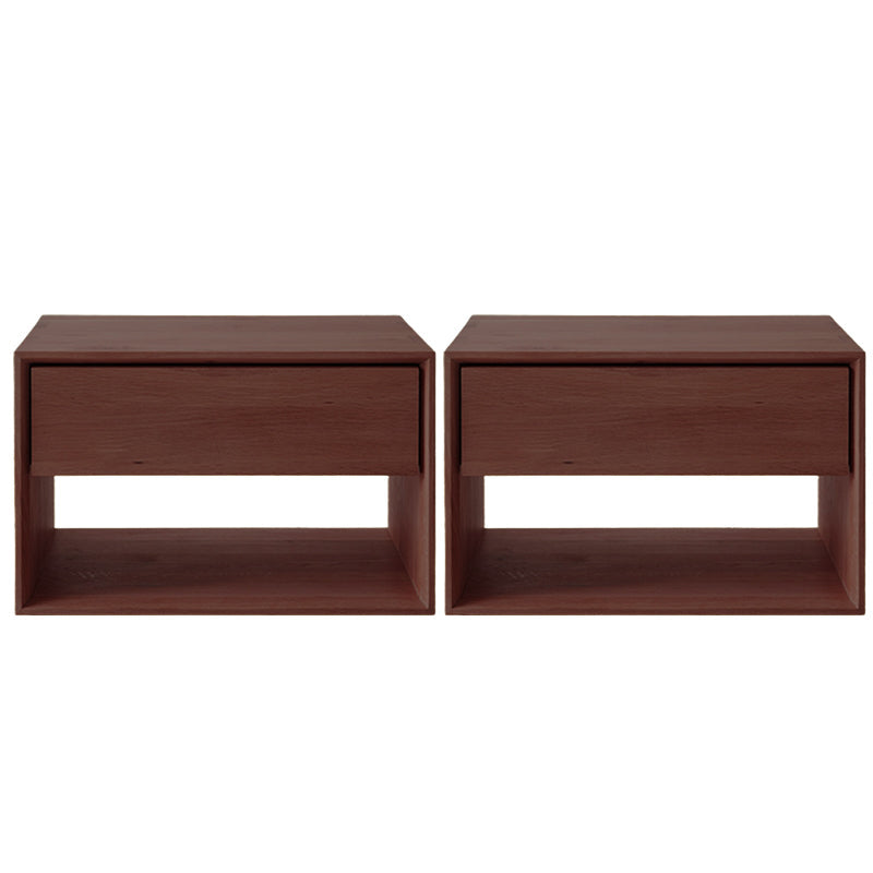 パールウッドベッドサイドキャビネット1引き出しコンテンポラリーオープンストレージベッドナイトスタンド