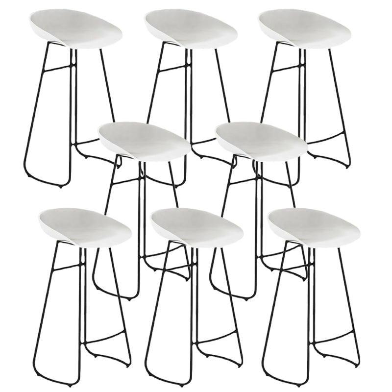 Modern Armless Backrest Counter Stool Iron Bar Stool with Acrylic Seat and Pedal for Cafe White 8 Piece Set Clearhalo 'Bar Furniture' 'Bar Stools' 'bar_stools' 'furn' 'furn_bar_stools' 'Furniture' 'Kitchen & Dining Furniture' 5738068