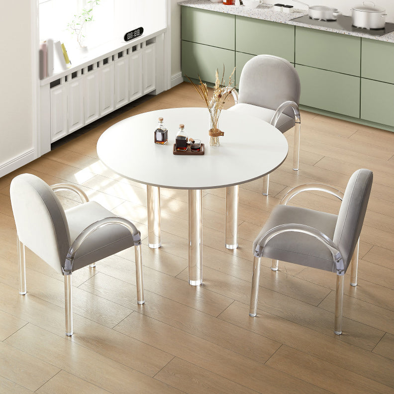 Piernas acrílicas Juego de muebles de comedor 1/2/3/4 PCS Mesa redonda con sillas tapizadas