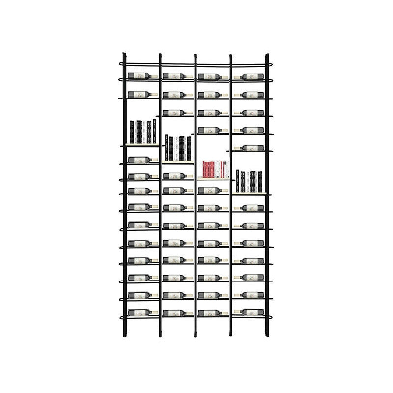 Metal Floor Wine Rack Bottle Black Modern Bottle Holder for Kitchen 63"L x 6"W x 81"H Clearhalo 'furn' 'furn_wine_racks' 'Furniture' 'Kitchen & Dining Furniture' 'Wine Racks' 'wine_racks' 5739818