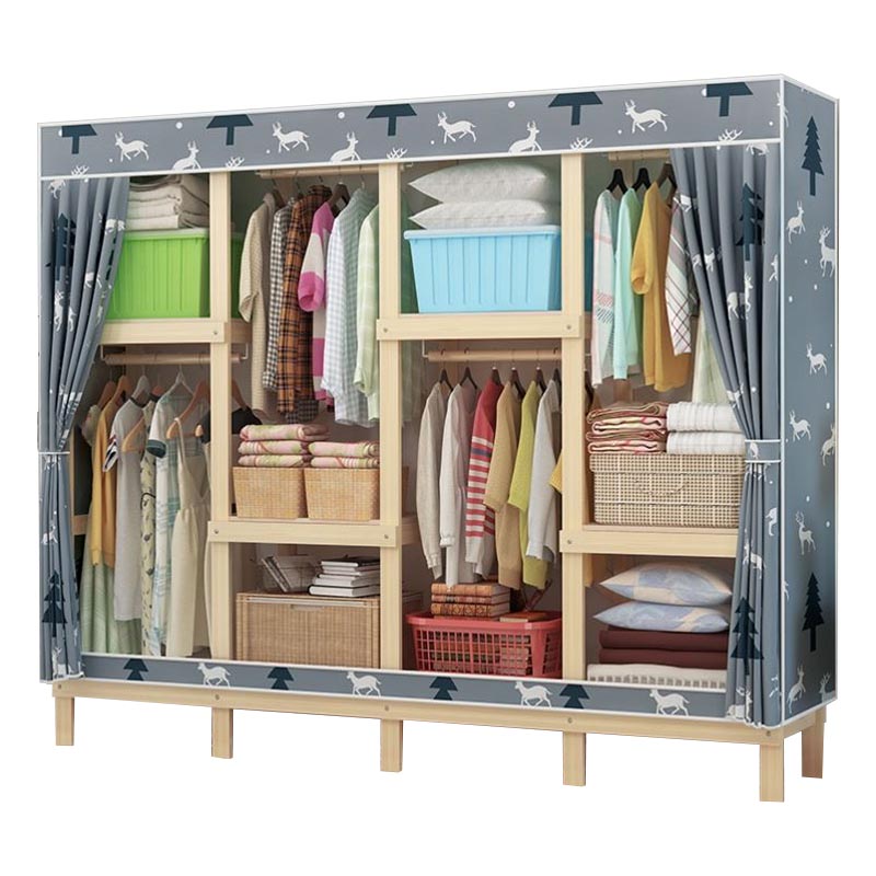 Eigentijdse stijl garderobe massief hout 1-deuren garderobe kast met stoffen staaf