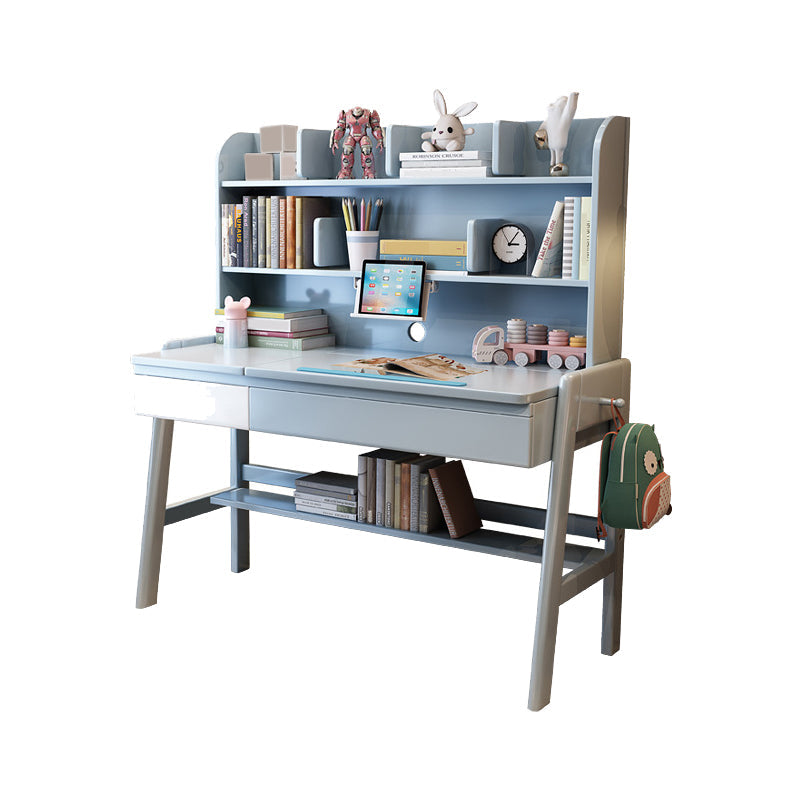 Rectangular Office Desk Adjustable Solid Wood Writing Desk in Matte Finish Beige Blue Clearhalo 'furn' 'furn_office_desk' 'Furniture' 'Office Desks' 'Office Furniture' 'office_desk' 5740586