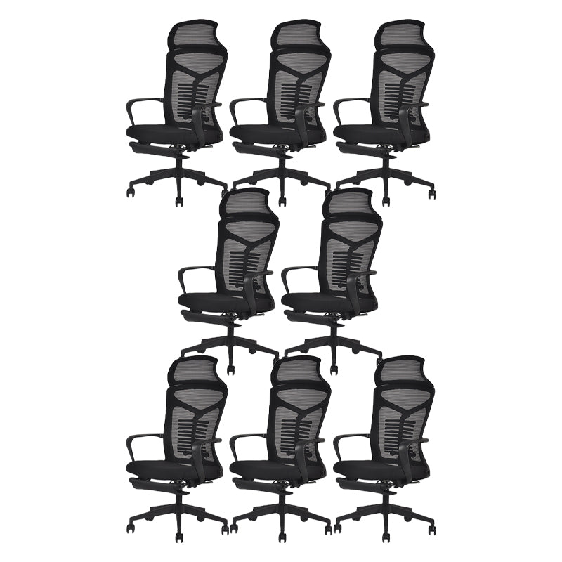 Black Modern & Contemporary Office Chair Fixed Arms Mid Back Home Office Chair 8 Piece Set Clearhalo 'furn' 'furn_office_chair' 'Furniture' 'Office Chairs' 'Office Furniture' 'office_chair' 5741164