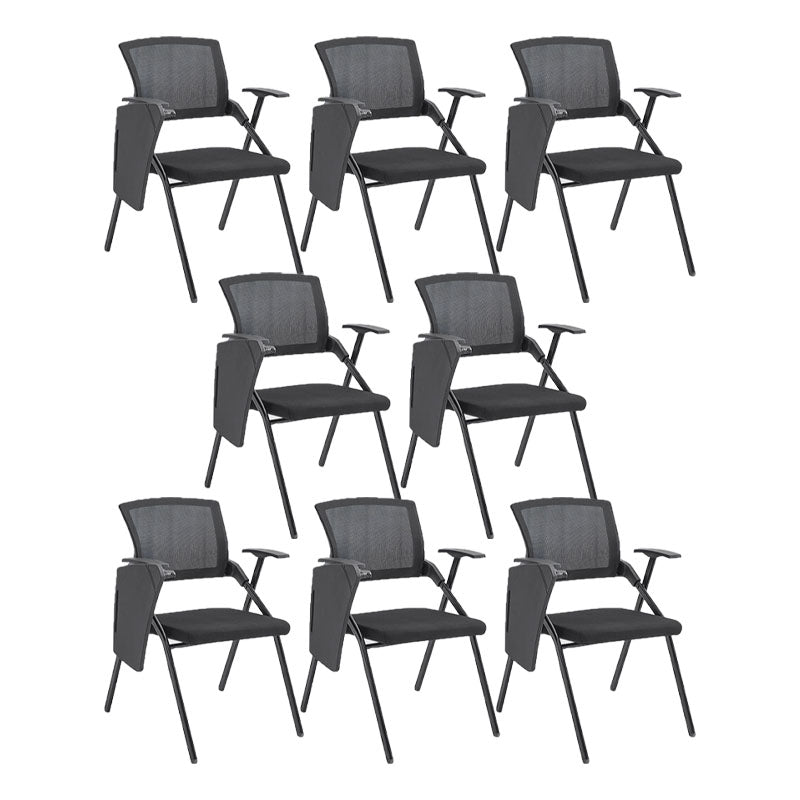 Zeitgenössischer Stuhl Stoff drehbarer Bürostuhl mit festen Armen in Schwarz