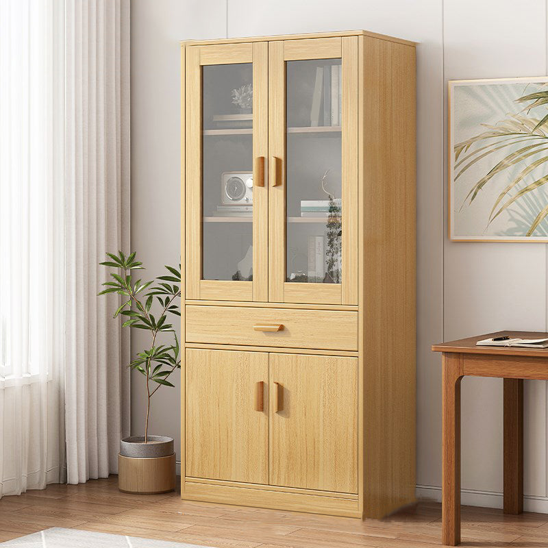 Contemporary Wooden Shelf Bookcase with Doors Standard Bookshelf 31.5"L x 11.8"W x 71.7"H Light Yellow Clearhalo 'Bookcases' 'furn' 'furn_bookcases' 'Furniture' 'Office Furniture' 5742072