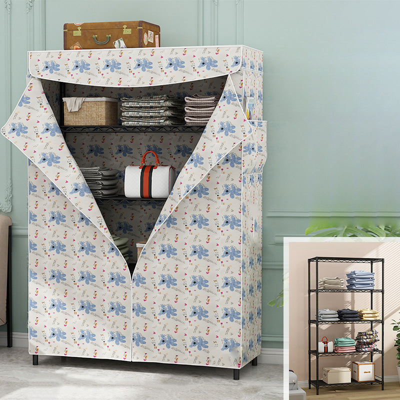 Moderner Stil nicht hängender Armoire 4-Shelf Metal Garderobe Closet