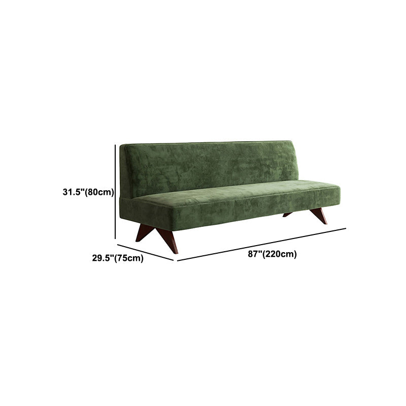 Velvet 31,5-in-H woonkamer Sofa Walnut armloze bank in groen