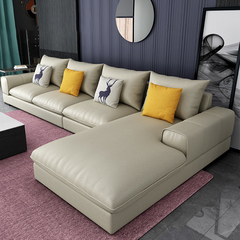Contemporary L-Shape Sectional with Pillow Back and Recessed Arms for 4 People