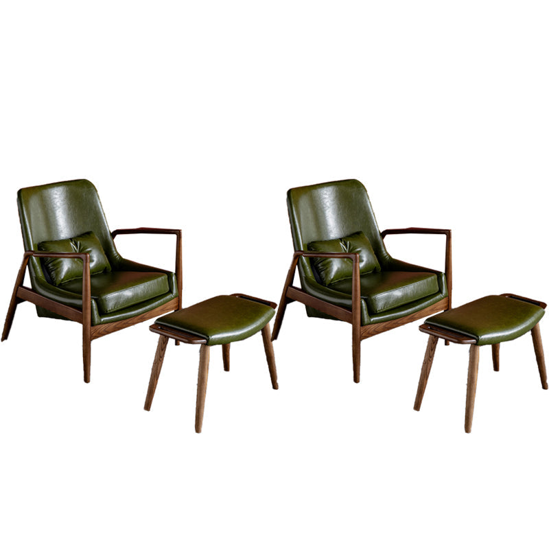 Contemporary Arms Included with Pillow Basic Four Leg Accent Armchair Blackish Green 2 Piece Set With Ottoman Clearhalo 'Accent Chairs' 'accent_chairs' 'Chairs & Seating' 'furn' 'furn_accent_chairs' 'Furniture' 'Living Room Furniture' 5744301