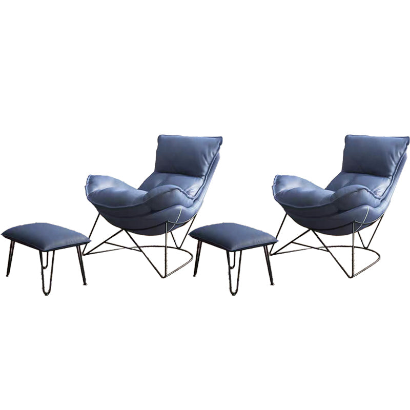 Contemporary Bonded Leather Reclining with Black Legs Lounge Accent Chair