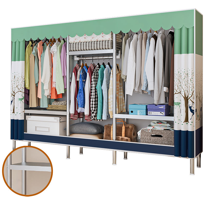 Contemporary Bedroom Wardrobe Metal Wardrobe Closet with Shelves 81"L x 18"W x 69"H White Clearhalo 'Armoires & Wardrobes' 'armoires_wardrobes' 'Bedroom Furniture' 'furn' 'furn_armoires_wardrobes' 'Furniture' 5749889