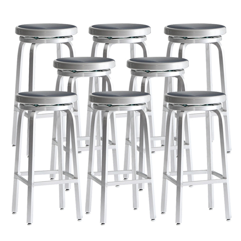 Tabouret de comptoir sans bras industriel en aluminium rond
