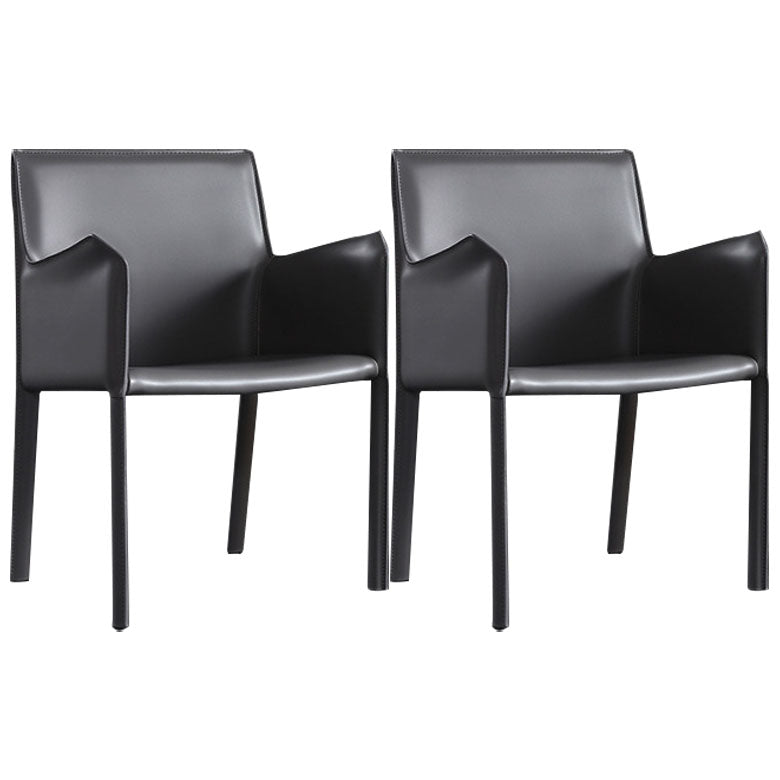 Solid Back Dining Chair Designer Style Leather Meeting Room Arm Chair