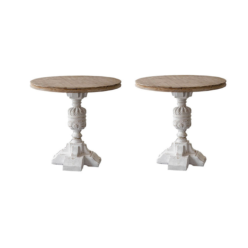Pedestal Distressed End Table French Country Round Side End Table 31.5"L x 31.5"W x 31.5"H White 2 Clearhalo 'Coffee & Accent Tables' 'End & Side Tables' 'end_side_tables' 'furn' 'furn_end_side_tables' 'Furniture' 'Living Room Furniture' 5753273