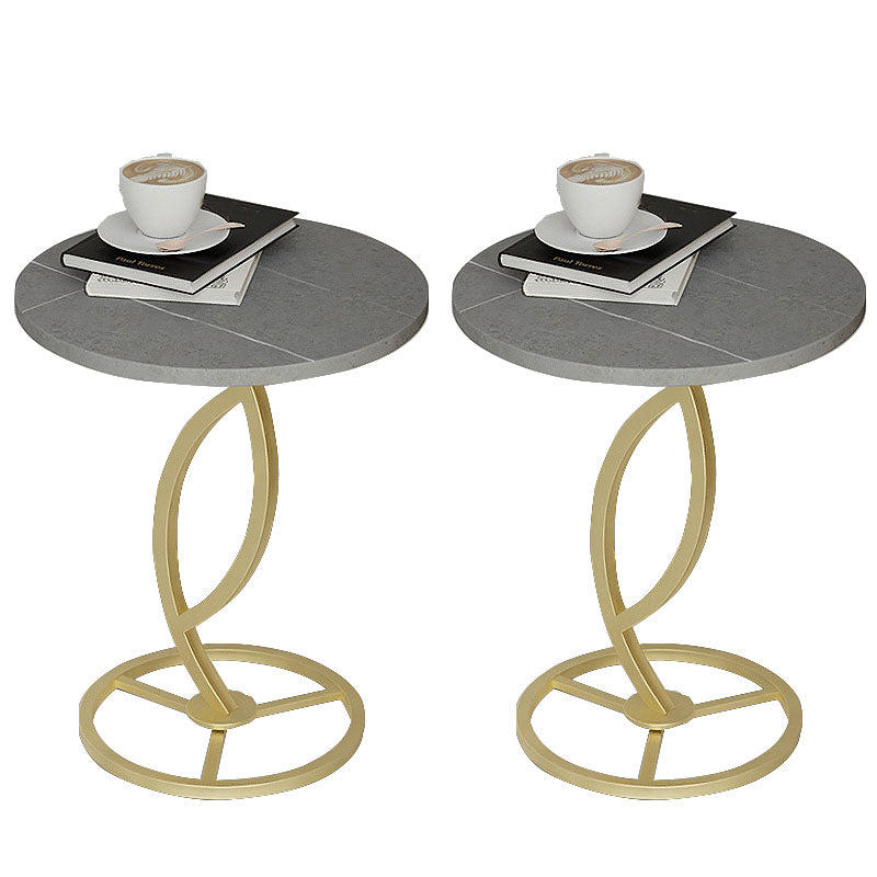 20.8 inch Tall Pedestal End Table Modernist Round Side End Table Gold Gray 2 Clearhalo 'Coffee & Accent Tables' 'End & Side Tables' 'end_side_tables' 'furn' 'furn_end_side_tables' 'Furniture' 'Living Room Furniture' 5753485