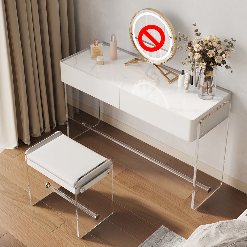 Table de coiffeuse de maquillage de vanité moderne Ensemble de tabourets en blanc