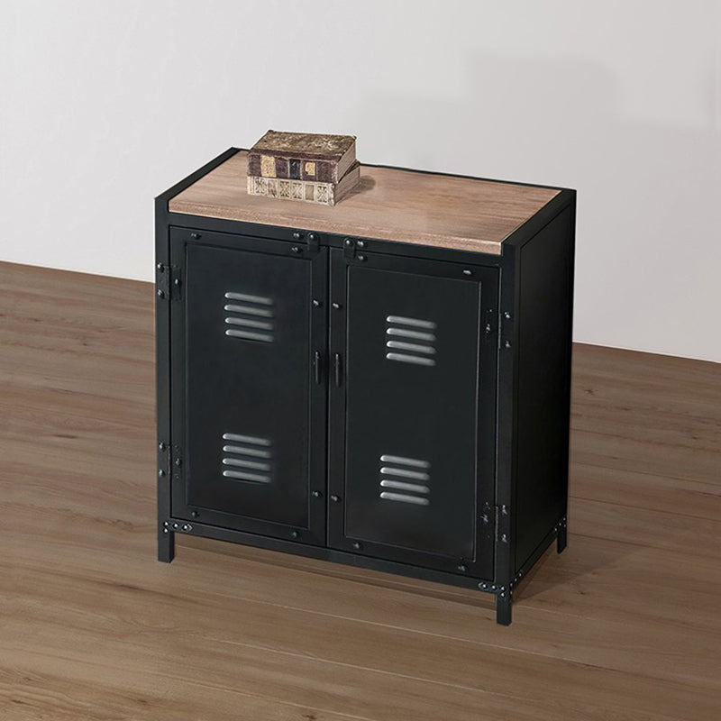 Black Industrial Accent Cabinet with Doors and Bar Pulls Storage Cabinet 47"L x 16"W x 30"H Iron Clearhalo 'Cabinets & Chests' 'cabinets_chests' 'furn' 'furn_cabinets_chests' 'Furniture' 'Living Room Furniture' 5754801