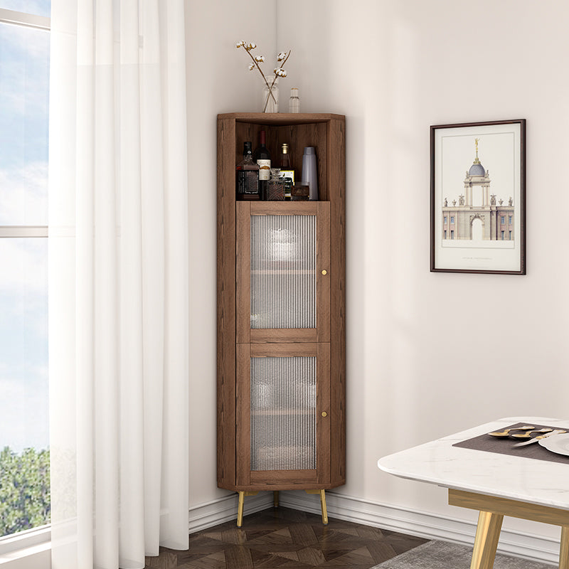 Armoire de rangement en bois avec 2 portes en verre et étagère de rangement moderne
