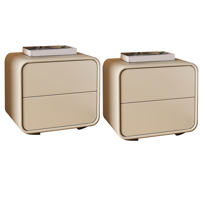 Mesa de 2 cajones de estilo contemporáneo Marco de madera maciza de cuero Nightsand