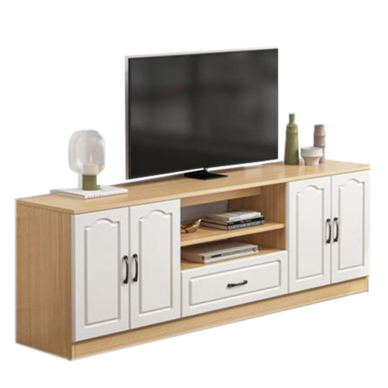23.5 "H Modern Wooden TV Consola Open Storage Stand con cajón y puertas