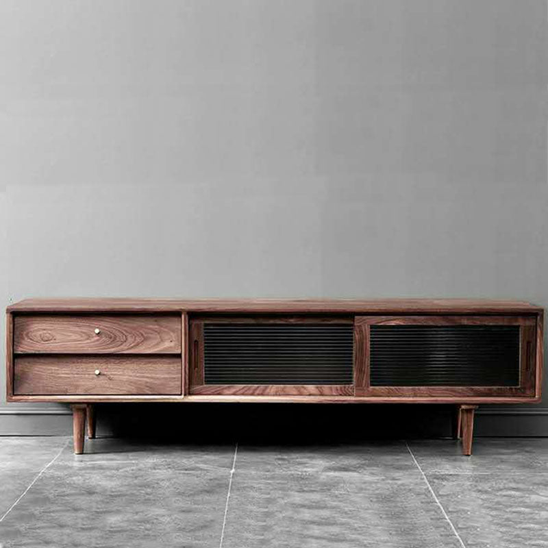 Industrial TV Media Stand Wood 2 Drawers Stand Console