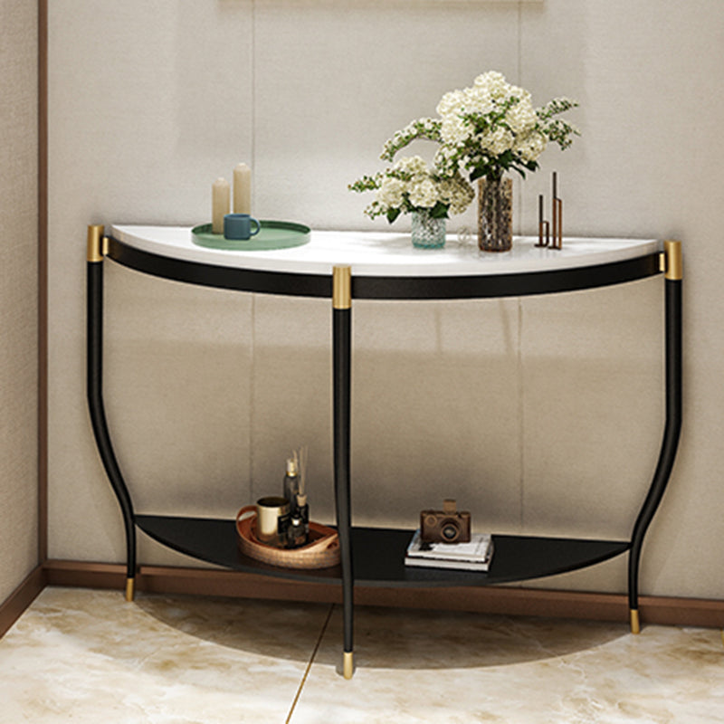 Glam Hall Console Table with 3 Legs 1-shelf Slate Moon Console Table Black Clearhalo 'Console Tables' 'console_tables' 'Entry & Mudroom Furniture' 'furn' 'furn_console_tables' 'Furniture' 5756033