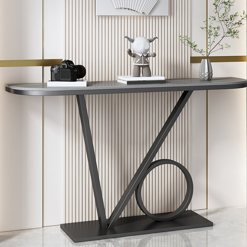 Tavolo accento mezzaluna in stile glam con base di piedistallo per la tavola della console Hall