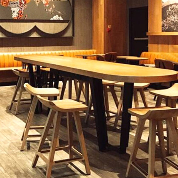 Tavolo da bar in stile contemporaneo in legno in legno a slitta tavolo da pranzo