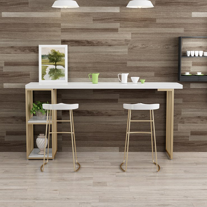 Table de bar à bois massif massif table glam glam gold frame en métal