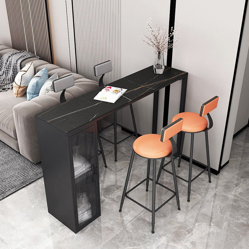 Tavolo da bistrot industriale con tavolo da bar in pietra in pietra basata in metallo per casa