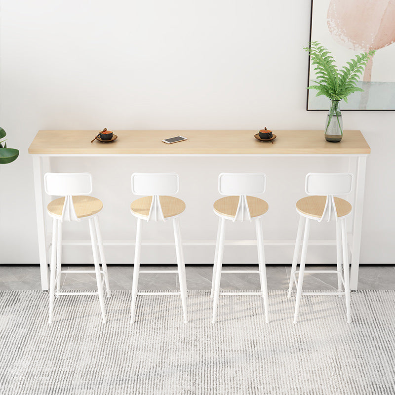 Tavolo da bar per top in legno massiccio naturale a finitura moderna in metallo bianco tavolo da pub