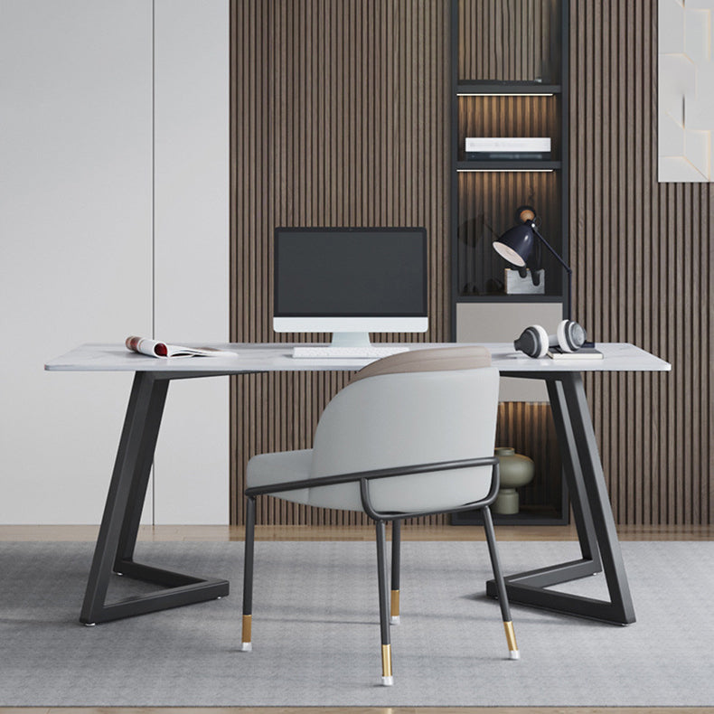 Escritorio de escritura de 29.5 "H escritorio de oficina contemporáneo con patas de metal