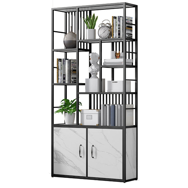 Contemporary 70.87" H Metal Shelf Open Bookcase for Living Room Black White Clearhalo 'Bookcases' 'furn' 'furn_bookcases' 'Furniture' 'Office Furniture' 5759883