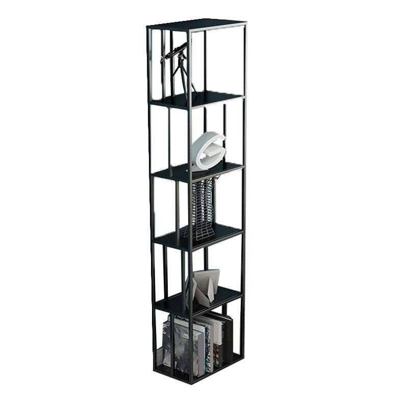 Libreria in metallo da 12 "W Open Storage Bookcase con ripiani in nero e oro