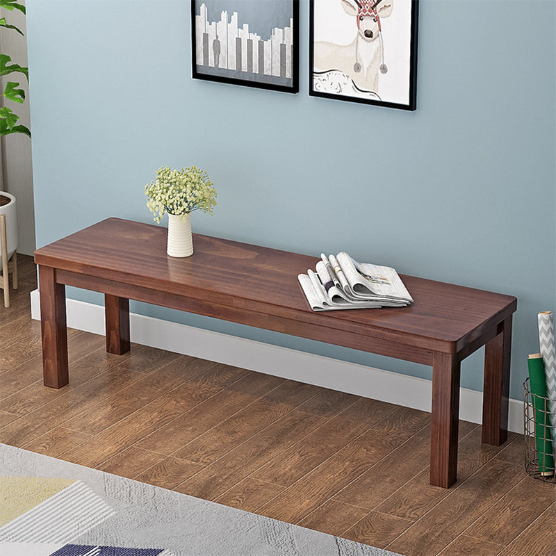 11.8" Wide Contemporary Seating Bench Solid Wood Bench with Squared Legs Nut-Brown Clearhalo 'Benches' 'Chairs & Seating' 'furn' 'furn_benches' 'Furniture' 'Living Room Furniture' 5760826