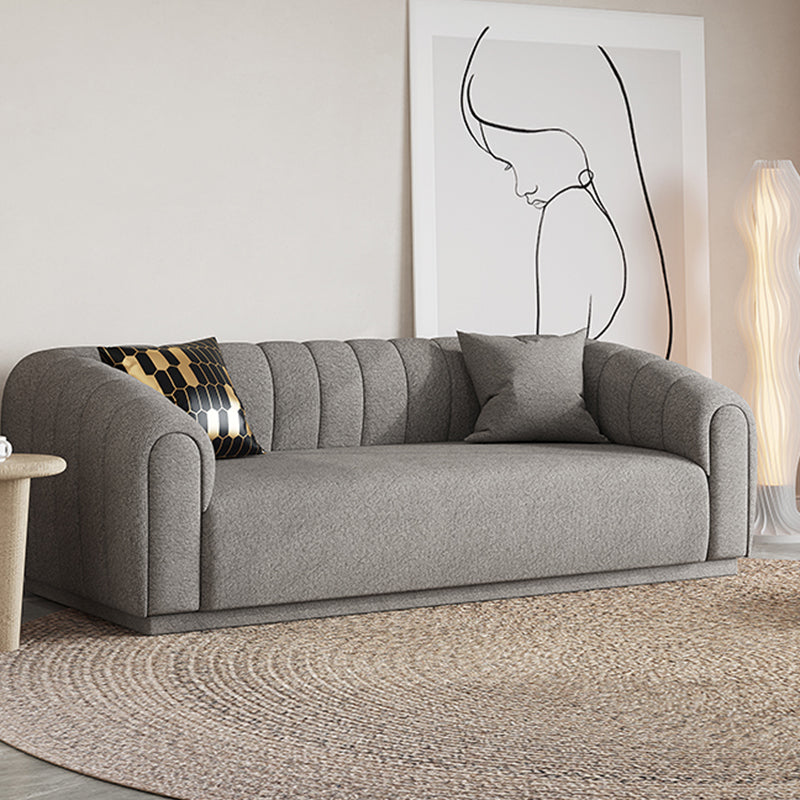 Contemporary Sewn Pillow Back Sofa Tuxedo Arm Wool Sofa - 2/3-Seater Grey Clearhalo 'furn' 'furn_sofas' 'Furniture' 'Living Room Furniture' 'Sofa' 'sofas' 5765414