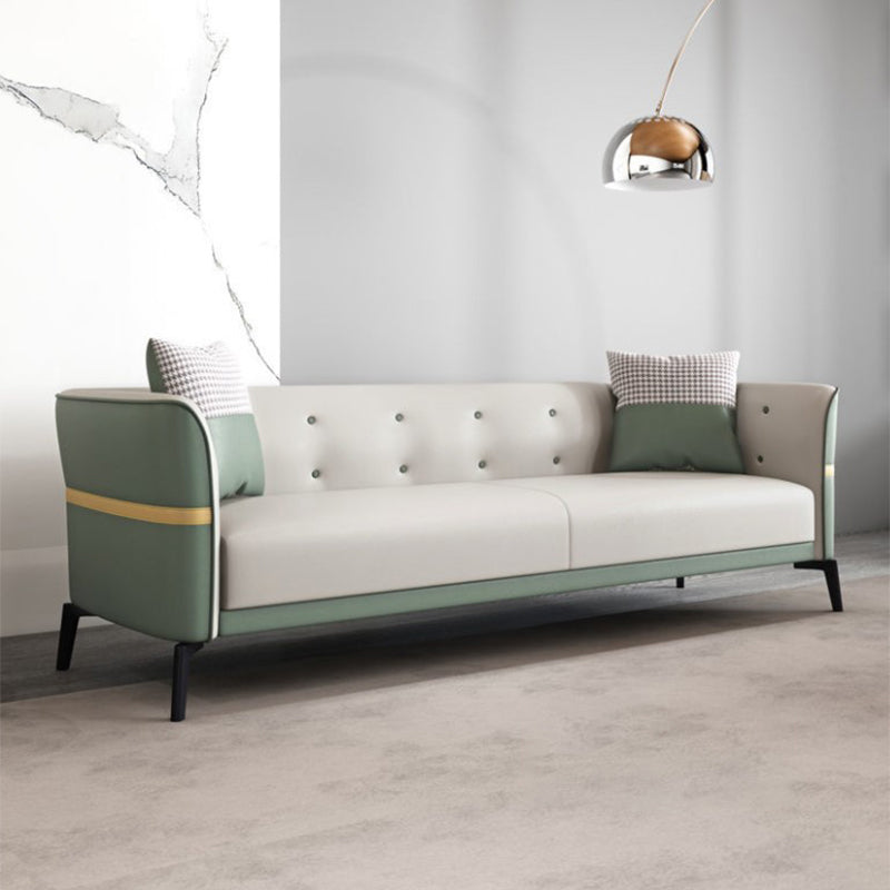 Faux Ledertuxedo Armsofa Fleckenfestes 3 -Sitzer -Sofa mit Tufted Rücken
