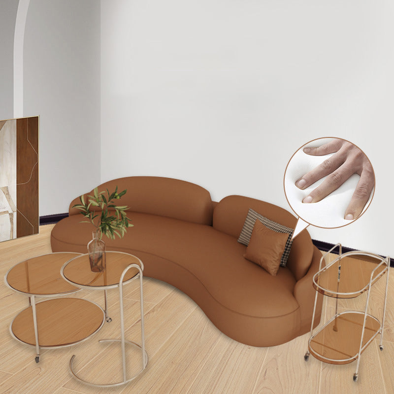 28.34" Wide Faux Leather Curved Sofa Contemporary Armless Sofa for Living Room