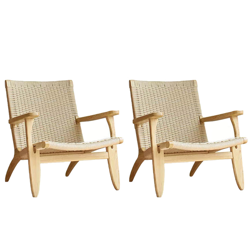 Nordic Arms Included Wood Square Arms Woven Back Lounge Accent Chair