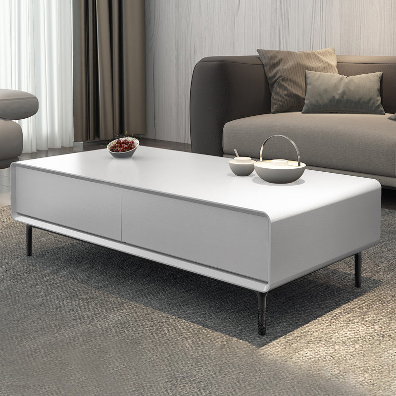 Rechteckiges Metall 4 -Bein Basis -Design Holztisch mit Schubladen Couchtisch