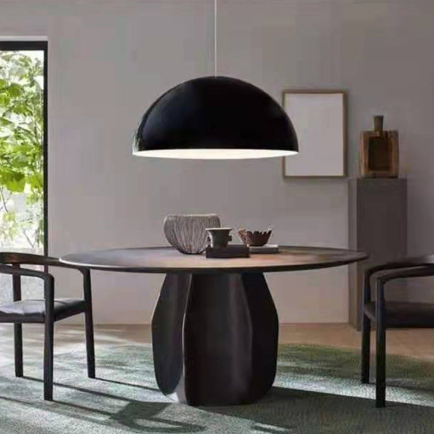 Round Standard Height Dining Table Modern Solid Wood Pedestal Dining Table