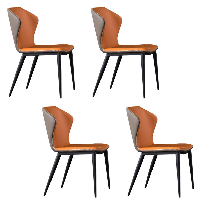 Industrial Faux Leather Dining Chairs Armless Wingback Parsons Chair