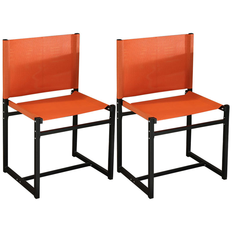 Contemporary Dining Chair Armless Chair with Metal Legs for Kitchen Orange 2 Piece Set Clearhalo 'Dining Chairs' 'Dining Tables & Seating' 'dining_chair' 'furn' 'furn_dining_chair' 'Furniture' 'Kitchen & Dining Furniture' 5767740