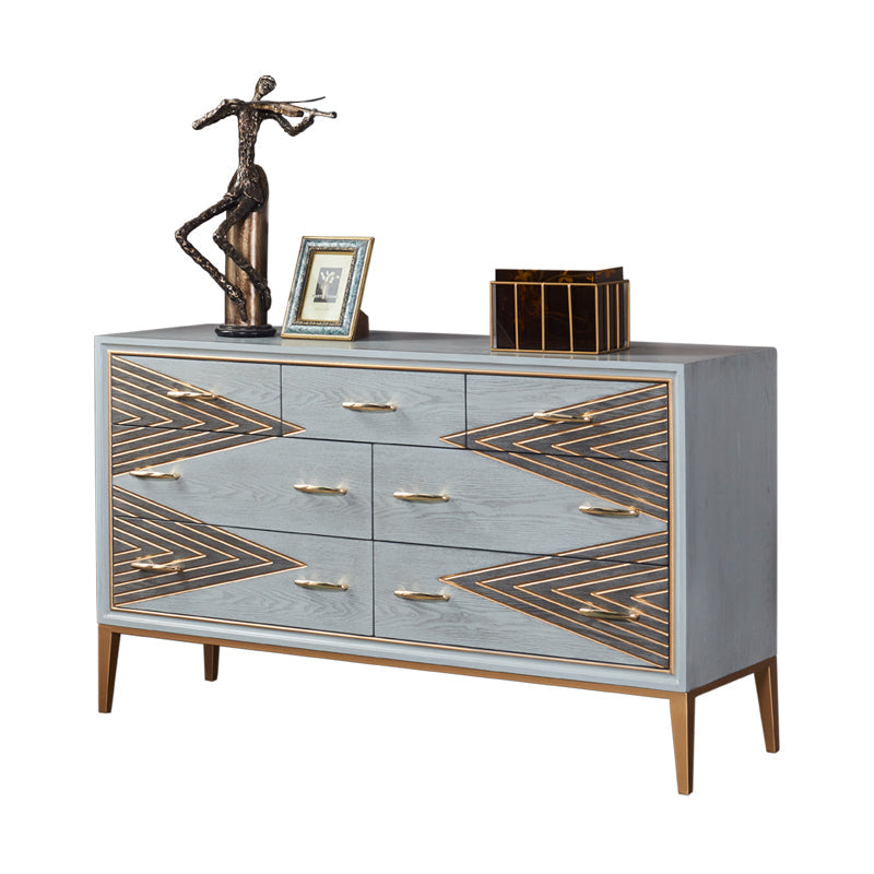 Glam Living Room Sideboard with Drawers Wood and Metal Buffet Server 51"L x 16"W x 30"H Clearhalo 'buffet_sideboard' 'Buffets & Sideboards' 'furn' 'furn_buffet_sideboard' 'Furniture' 'Kitchen & Dining Furniture' 5768253