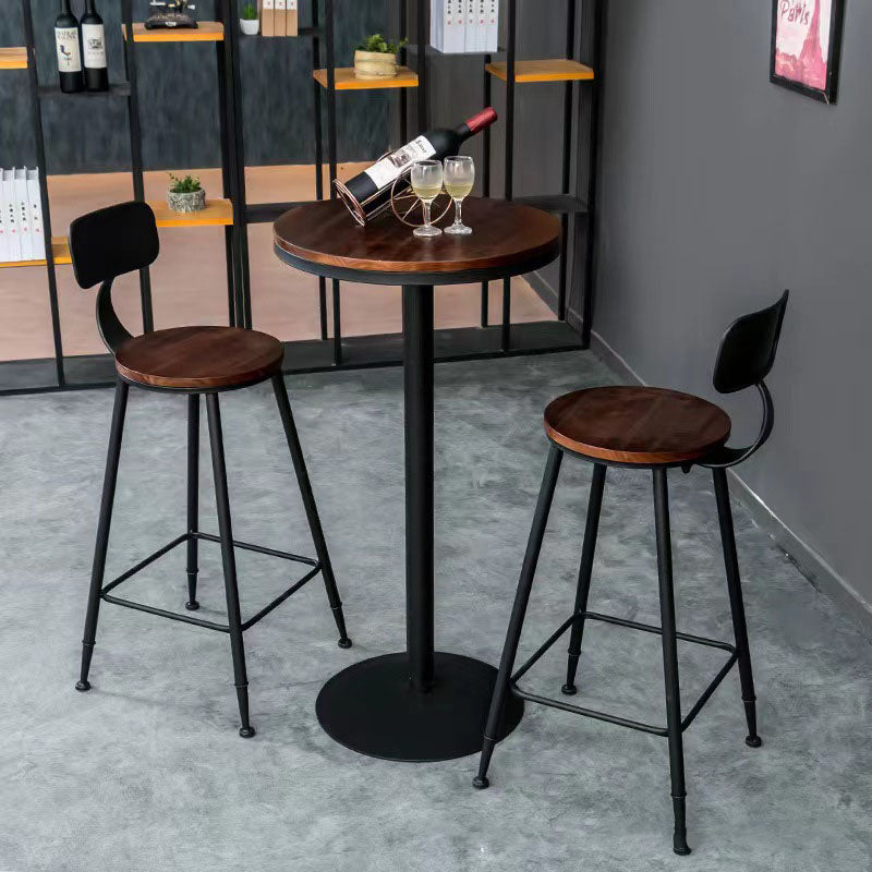 Industrial 1/2/3 Pieces Solid Wood Bar Table Set Round Counter Set 3 Pieces: Table, 2 Stools Clearhalo 'Bar Furniture' 'furn' 'furn_home_bar_bar_sets' 'Furniture' 'Home Bars & Bar Sets' 'home_bar_bar_sets' 'Kitchen & Dining Furniture' 5768466