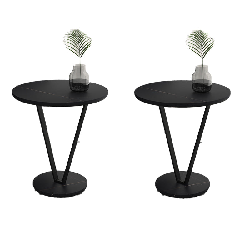 Minimalist Round Side End Table Abstract Slate Sofa Corner Table