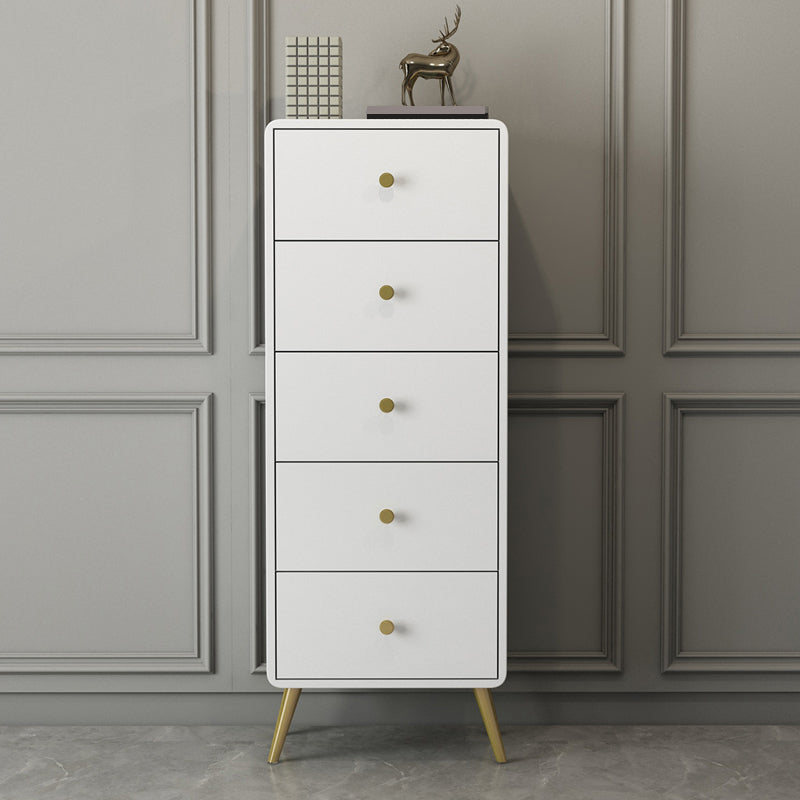 Coffre en bois contemporain en blanc et accent rectangle avec des tiroirs