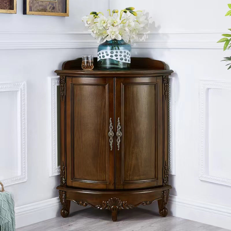 38.58"/47.24" Tall Brown Corner Cabinet , Wooden Storage Cabinet 23.6"L x 23.6"W x 47.2"H Walnut Clearhalo 'Cabinets & Chests' 'cabinets_chests' 'furn' 'furn_cabinets_chests' 'Furniture' 'Living Room Furniture' 5769542